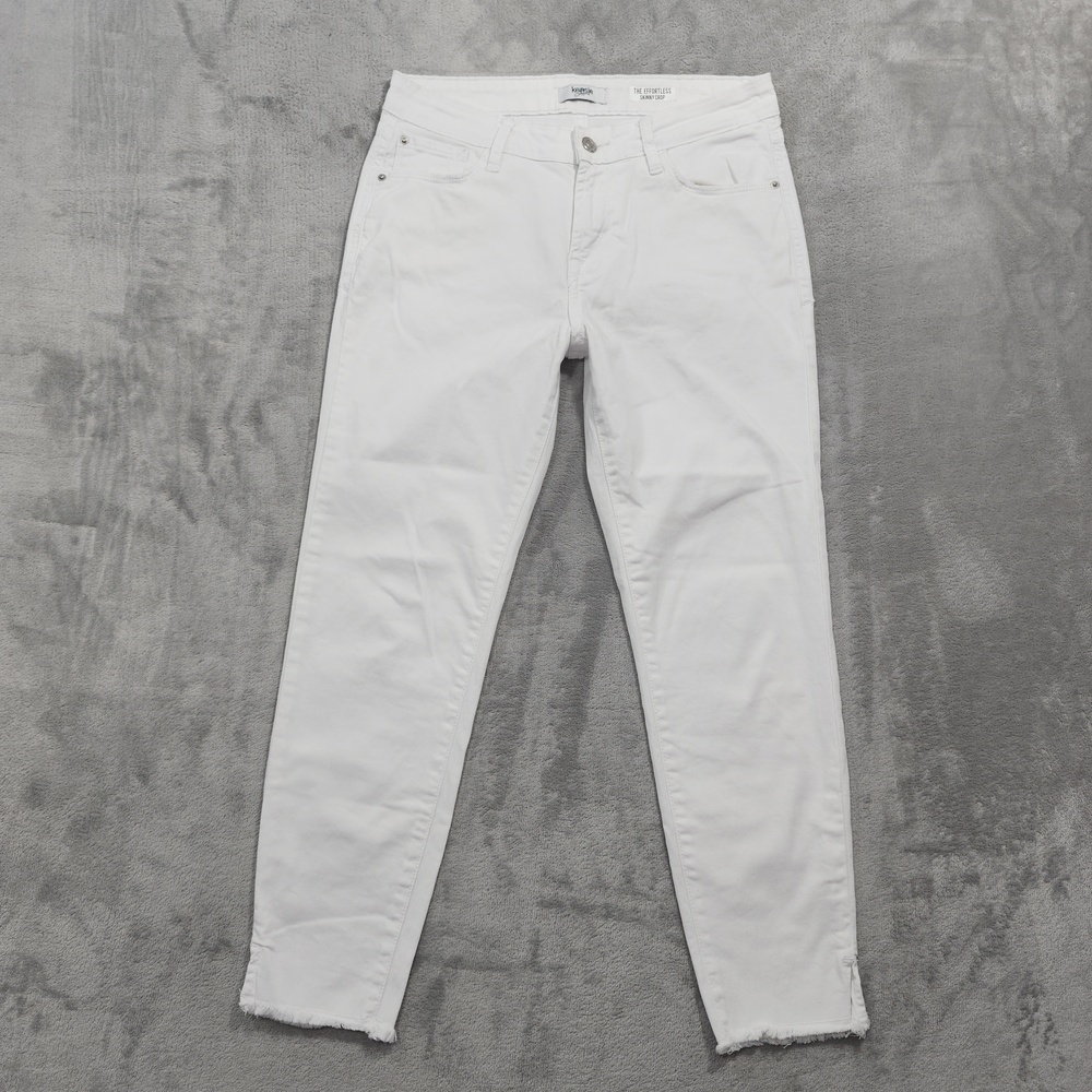 Kensie Jeans Womens 4 White Mid Rise The Effortless Skinny Crop Stretch Denim